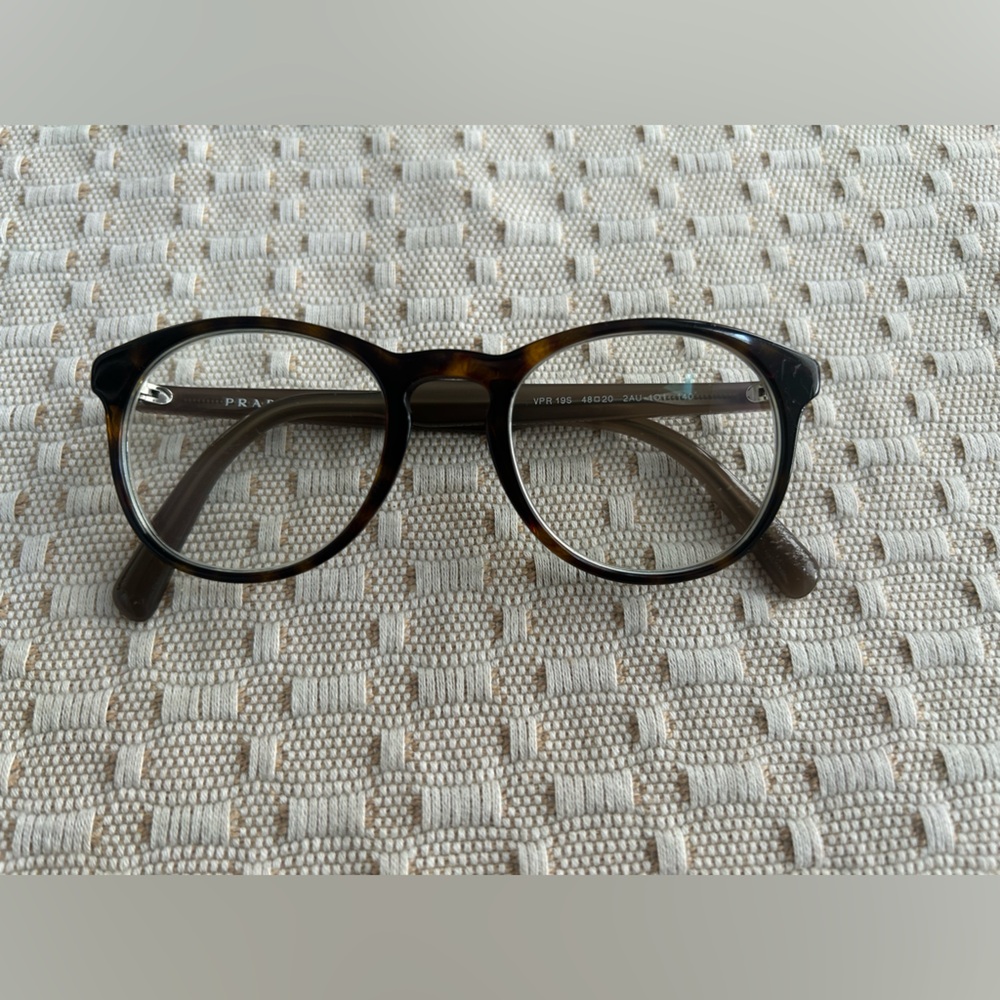 Prada Tortoiseshell Round Optical Glasses - Brown/Black